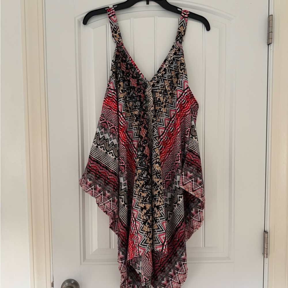 Pink and Black Geometric Patterned tank top